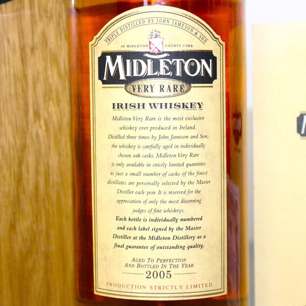 Midleton Very Rare 2005 back label
