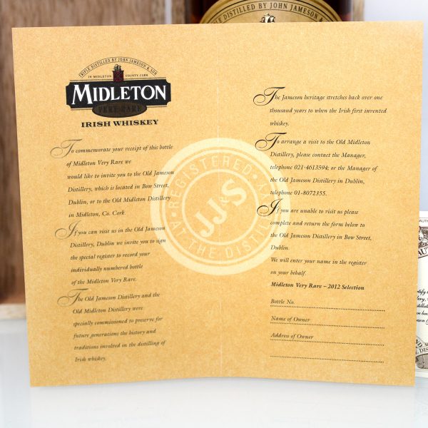 Midleton Very Rare 2012 Invitation certificate