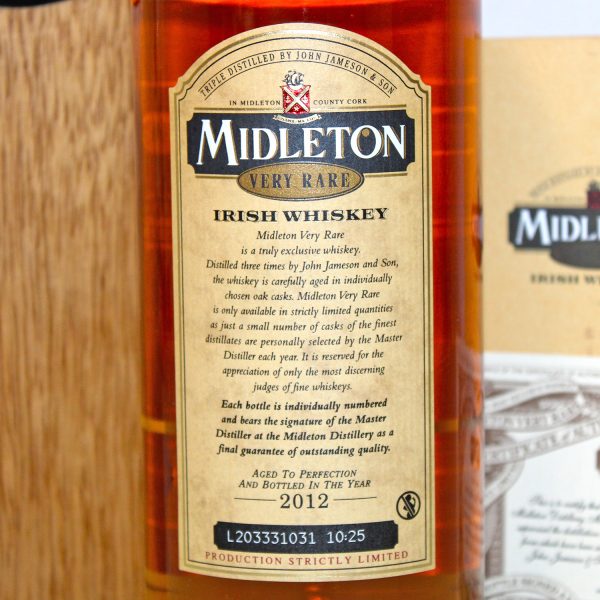 Midleton Very Rare 2012 back label
