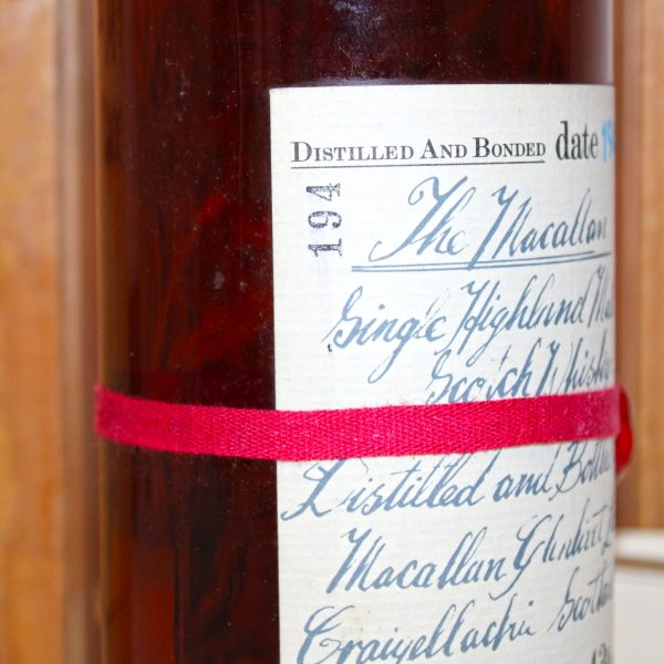 Macallan 1940 Handwritten Label Red Ribbon bottle number