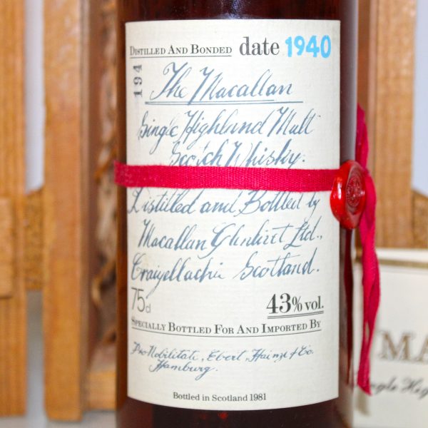 Macallan 1940 Handwritten Label Red Ribbon front label