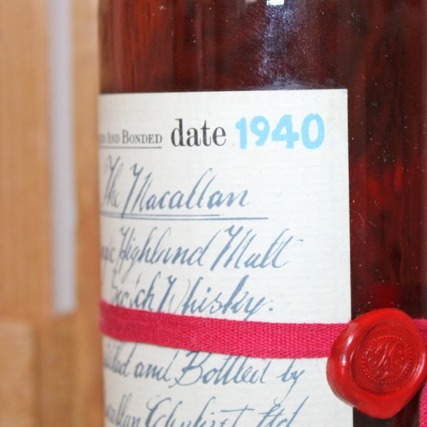 Macallan 1940 Handwritten Label Red Ribbon vintage