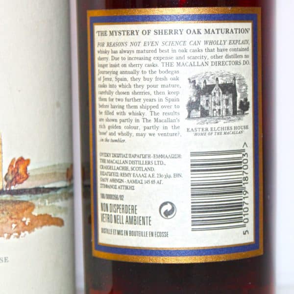 Macallan 1981 18 Years Old back label