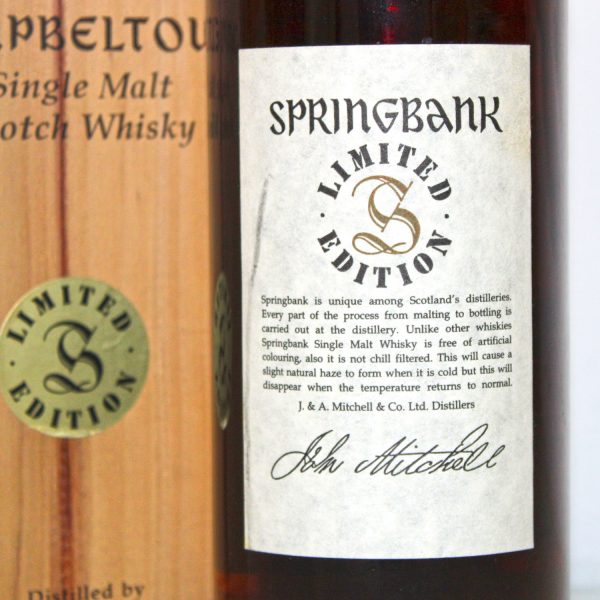 Springbank 35 Year Old Millennium Limited Edition back label