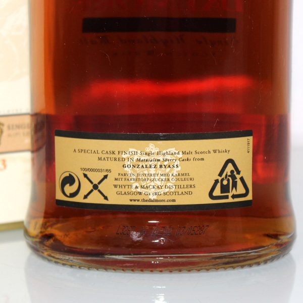 Dalmore 1973 30 Years Gonzalez Byass Special Cask Finish back label