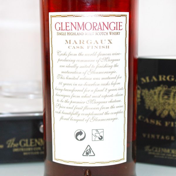 Glenmorangie 1987 Margaux Cask Finish back label