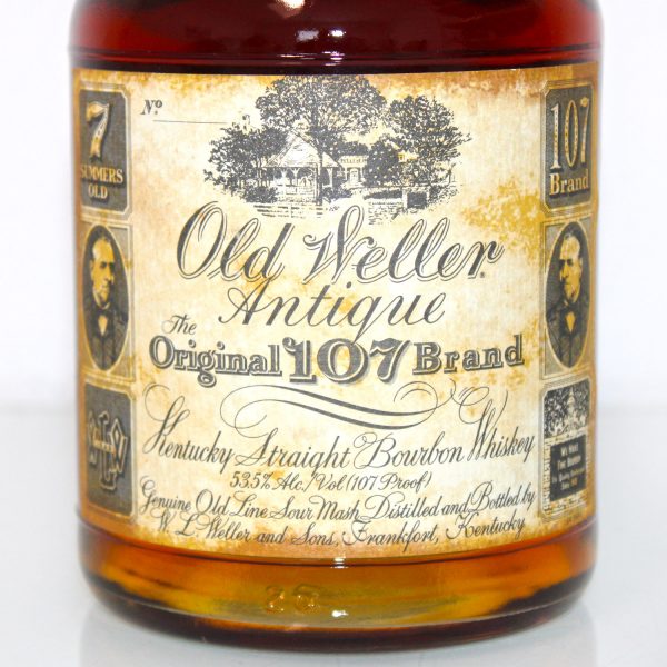 Old Weller Antique Original 107 Brand Bourbon Whiskey label