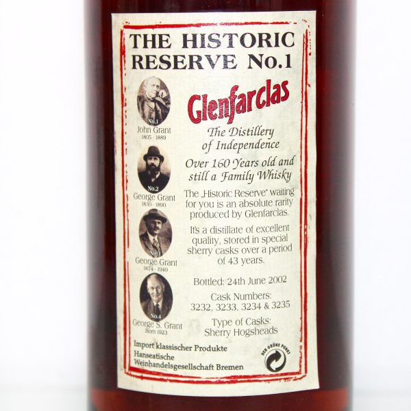 Glenfarclas 1959 Historic Reserve back label