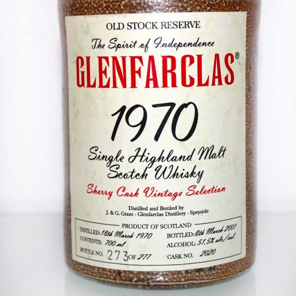 Glenfarclas 1970 2020 Old Stock Reserve 2001 label