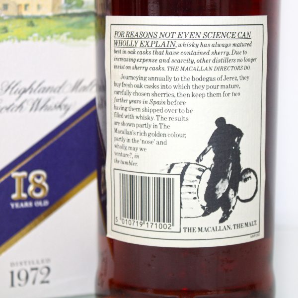 Macallan 1972 18 years old back label
