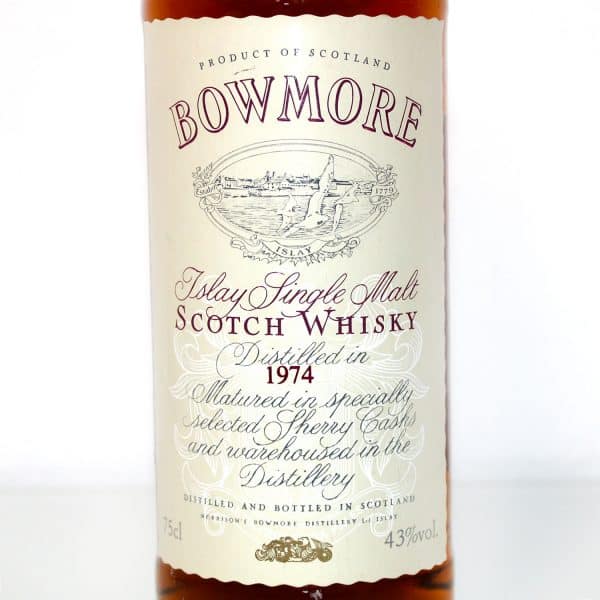Bowmore 1974 label