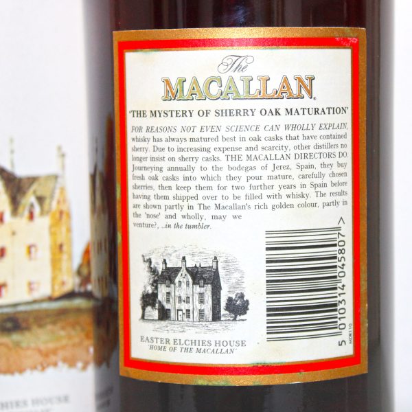 Macallan 10 Years Cask Strength back label