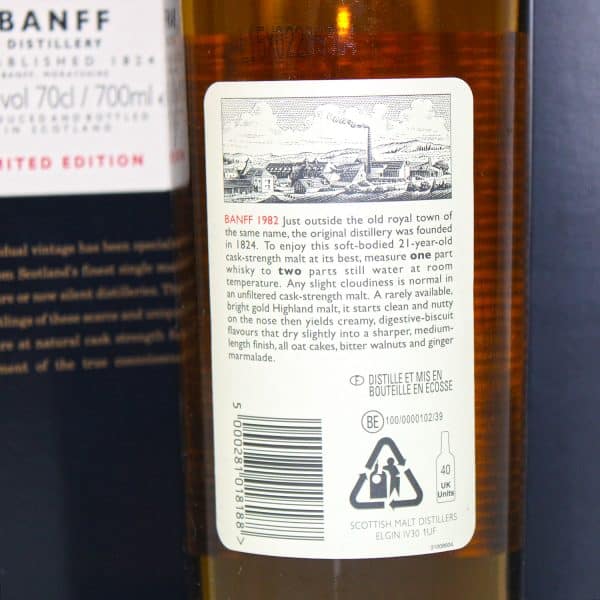 Banff 1982 21 year old rare malts selection back label