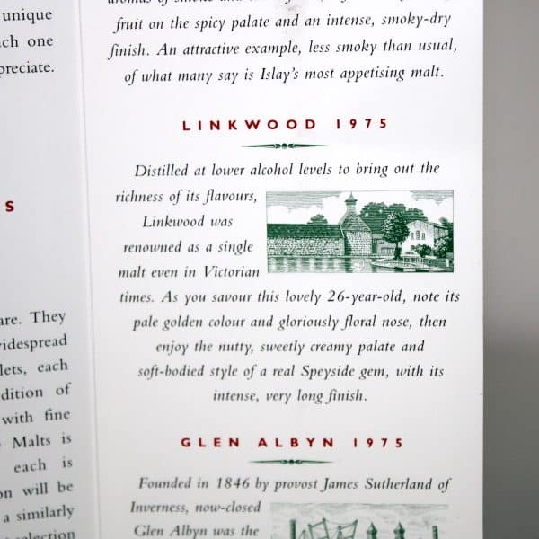 Linkwood 1975 26 year old rare malts selection booklet