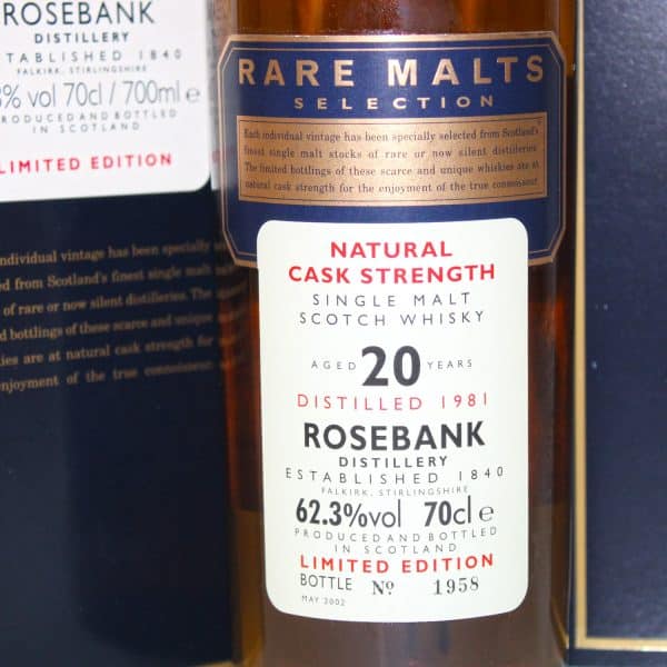 Rosebank 1981 20 year old rare malts selection label