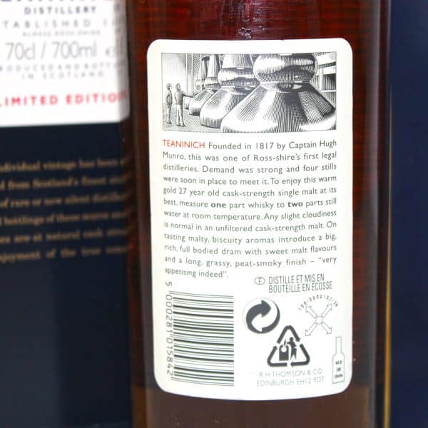 Teaninich 1972 27 year old rare malts selection back label