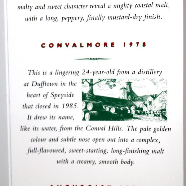 Convalmore 1978 24 year old rare malts selection booklet
