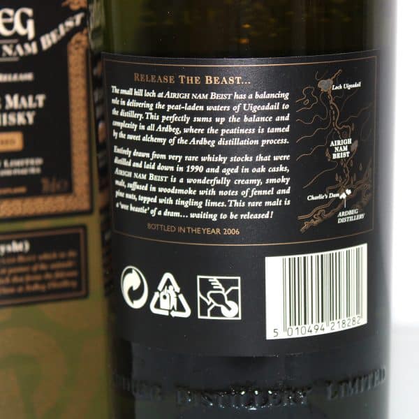 Ardbeg 1990 Airigh Nam Beist back label