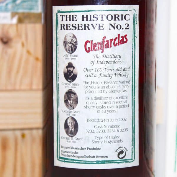 Glenfarclas 1959 Historic Reserve No 2 back label