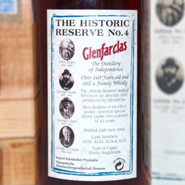 Glenfarclas 1959 Historic Reserve No 4 back label