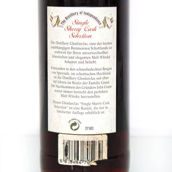 Glenfarclas 1970 Single Sherry Cask back label
