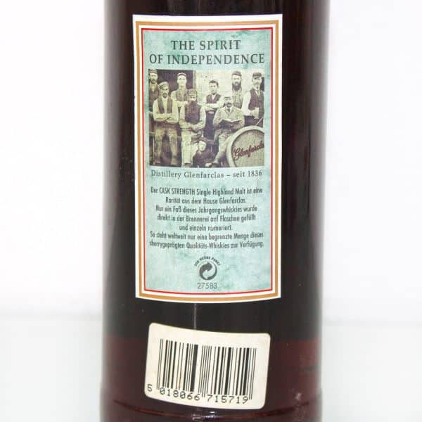 Glenfarclas 1971 Cask Strength back label