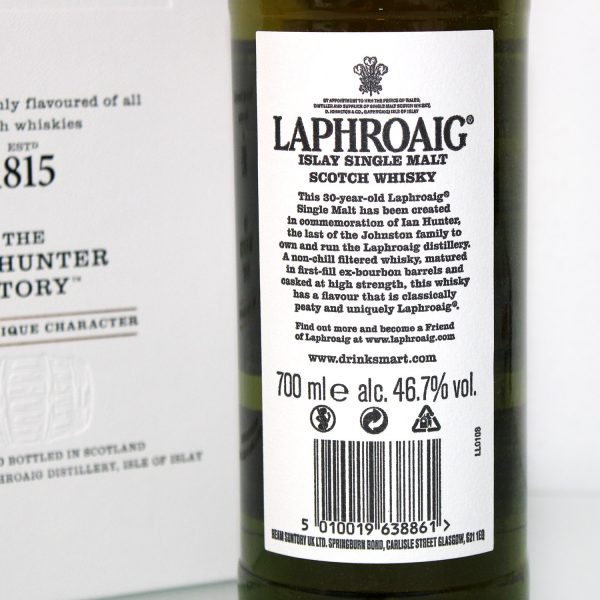 Laphroaig 30 Years The Ian Hunter Story Book 1 back label