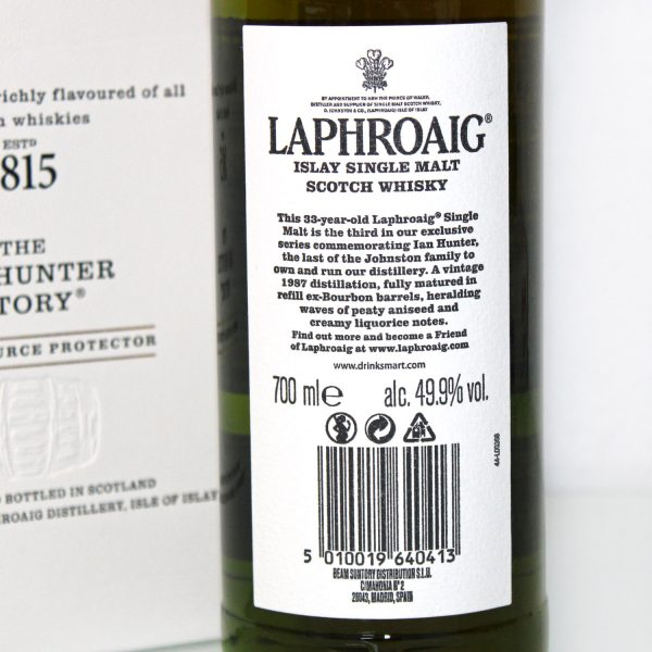 Laphroaig 33 Years The Ian Hunter Story Book 3 back label