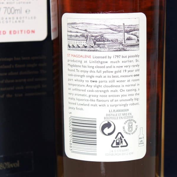 St Magdalene 1979 19 Years Rare Malts Selection back label