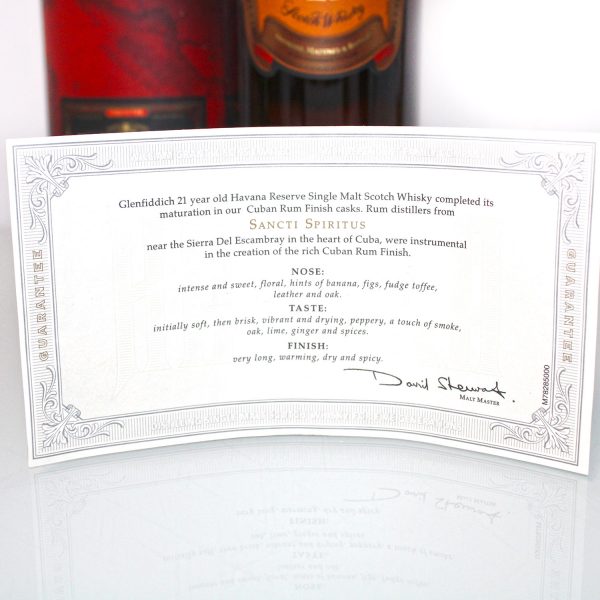 Glenfiddich 21 Jahre Havana Reserve Guarantiee 2