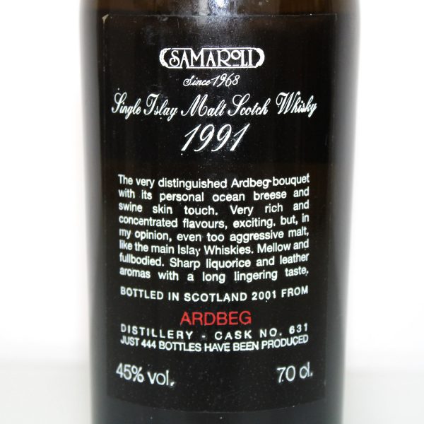 Ardbeg 1991 Samaroli back label