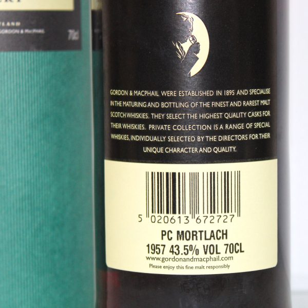 Mortlach 1957 Private Collection back label