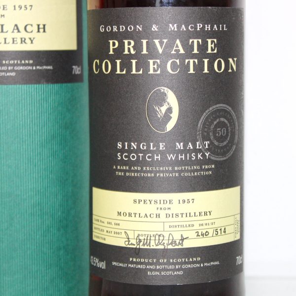 Mortlach 1957 Private Collection label