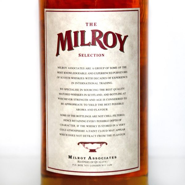 Springbank 30 Year Old Milroy Selection back label