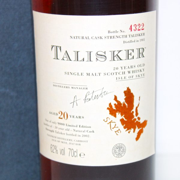 Talisker 1981 20 Year Old 2002 label