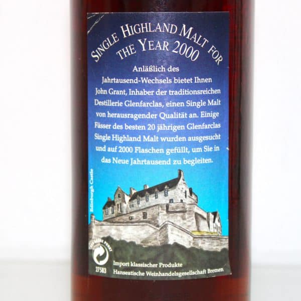 Glenfarclas 20 Years The Year 2000 back label