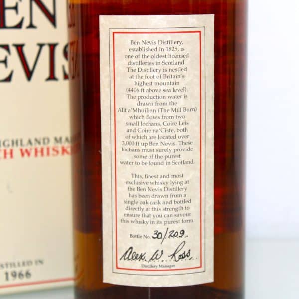 Ben Nevis 1966 34 Years Old back label