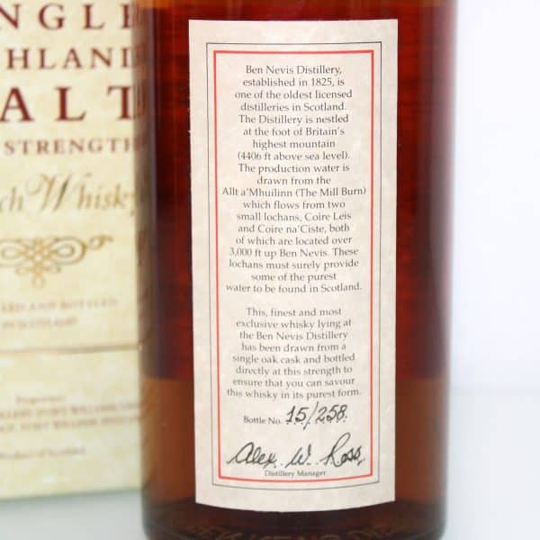 Ben Nevis 1973 26 Years Old back label