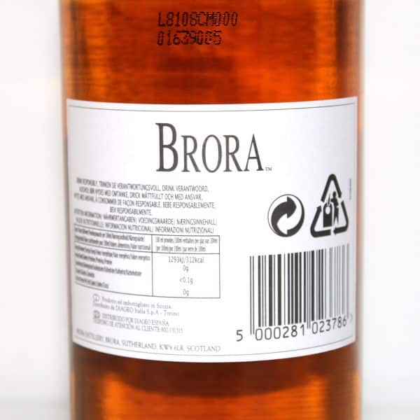 Brora 25 Year Old 2008 back label
