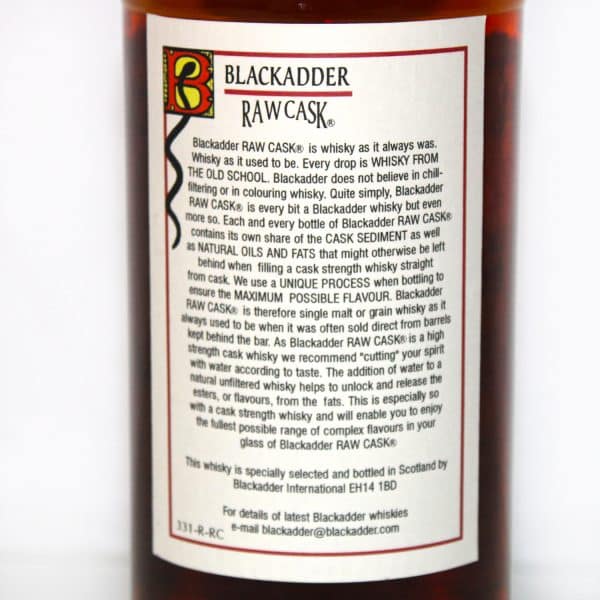 Glenury Royal 1973 34 Years Old Blackadder back label