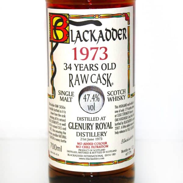 Glenury Royal 1973 34 Years Old Blackadder label