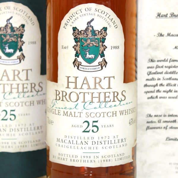 Macallan 1972 25 Year Old Hart Brothers label