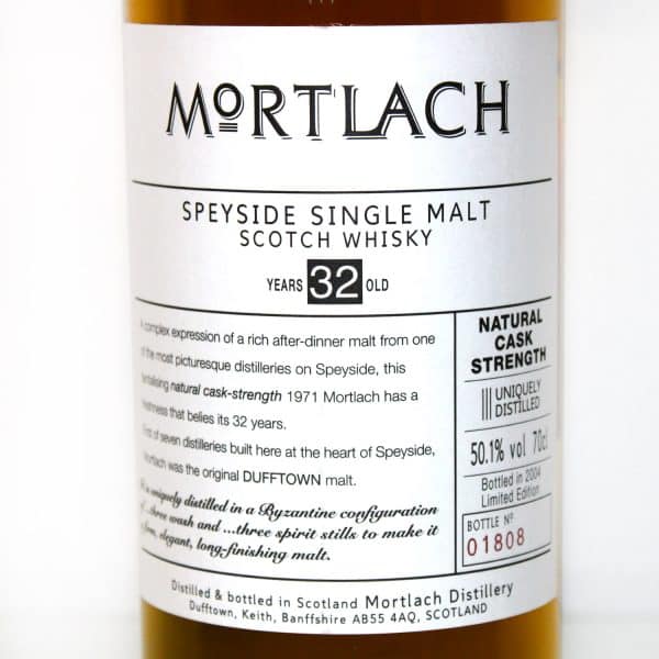 Mortlach 1971 32 Years Old Limited Edition 2004 label