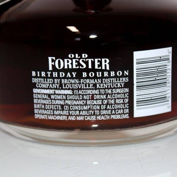 Old Forester Birthday Bourbon back label