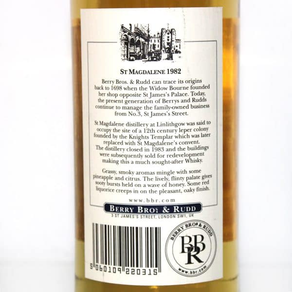 St Magdalene 1982 Berrys Own Selection back label