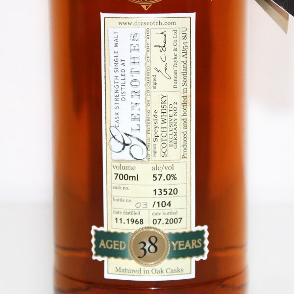 Glenrothes 1968 38 Years Rare Auld Duncan Taylor label