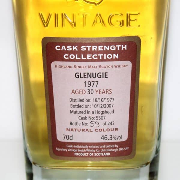 Glenugie 1977 30 Years Signatory Cask Strength Collection label