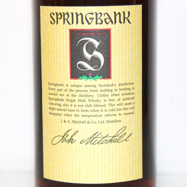 Springbank 12 Years Green Thistle back label
