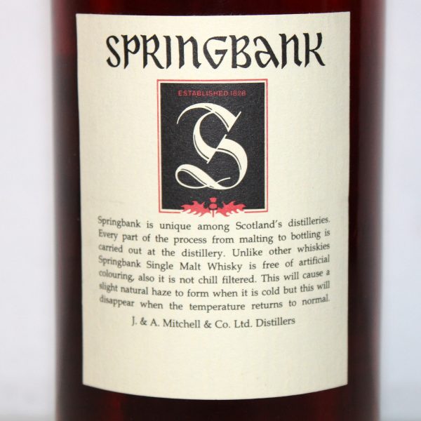 Springbank 12 Years Red Thistle back label