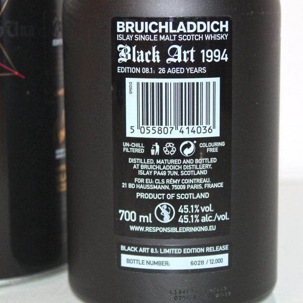 Bruichladdich Black Art 1994 Edition 08.1 26 Years back label